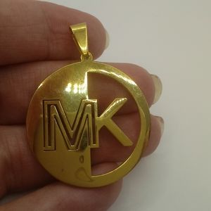 Gold Tone MK Pendant